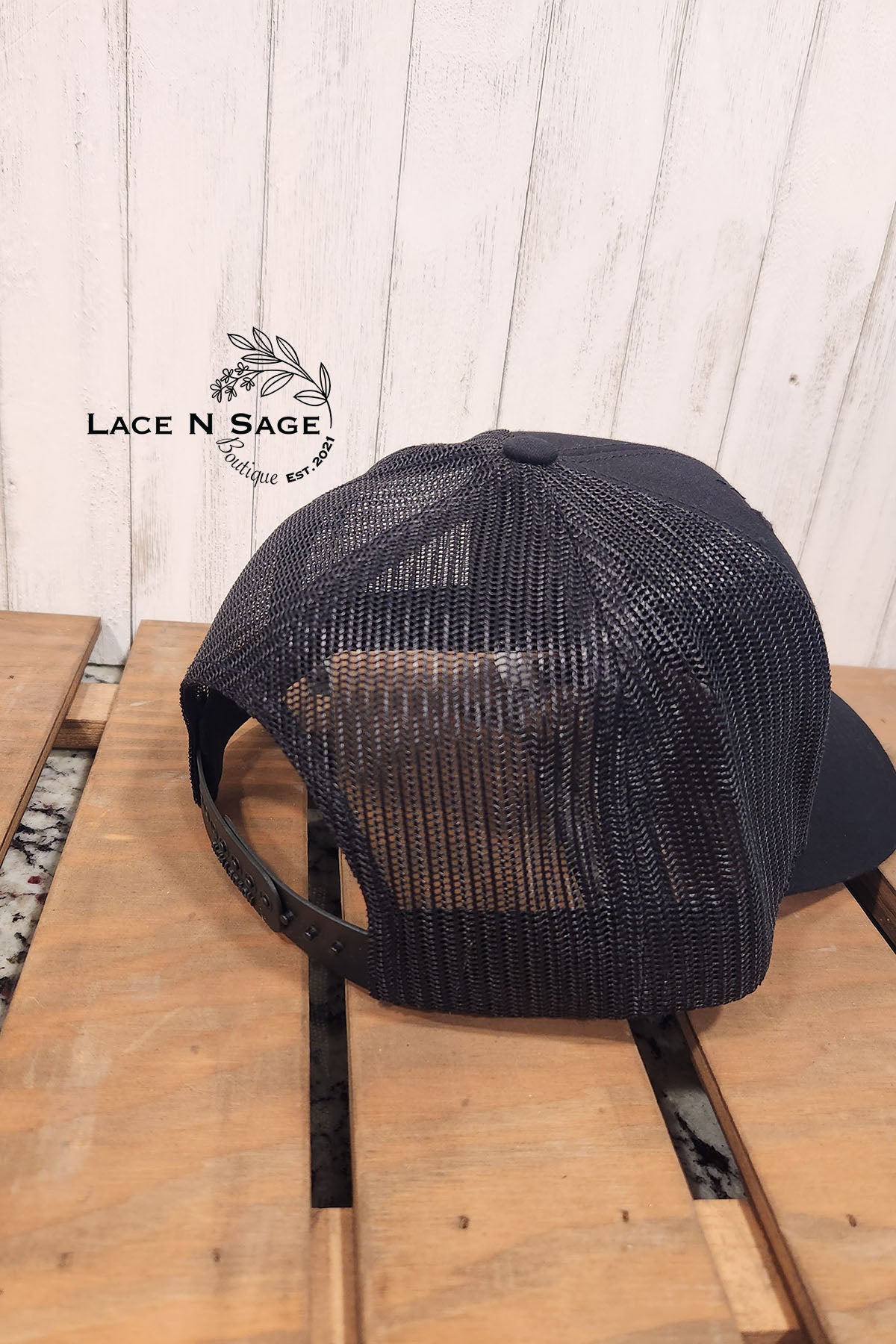 LACE N SAGE COLORED LEATHER PATCH HAT