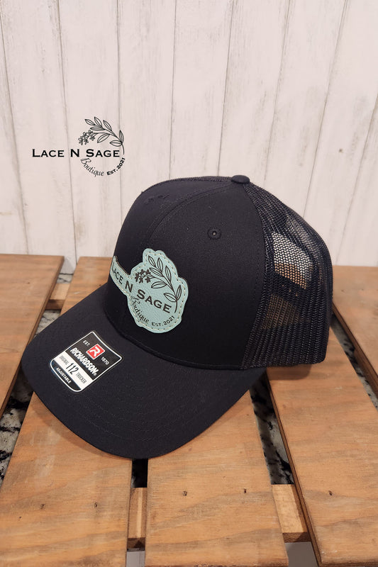 LACE N SAGE COLORED LEATHER PATCH HAT