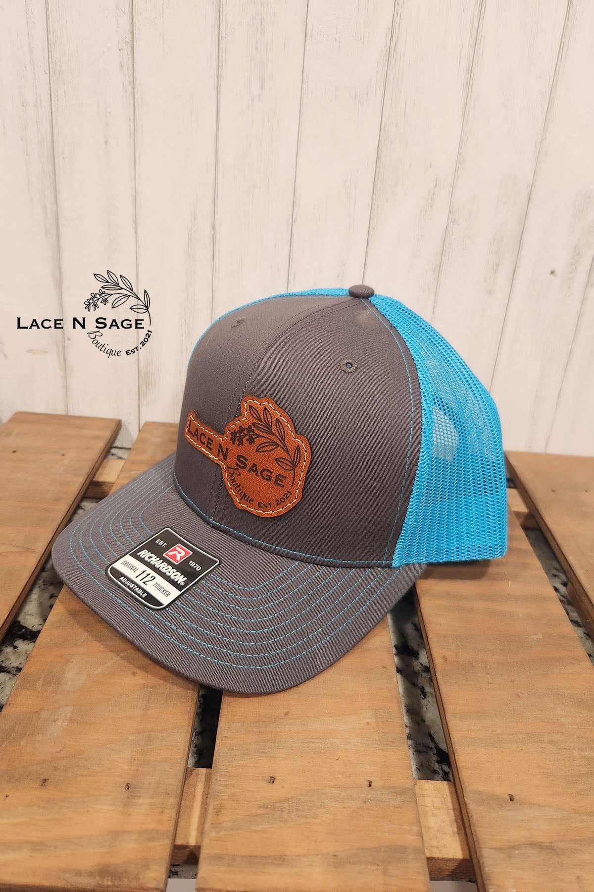 LACE N SAGE LEATHER PATCH HAT