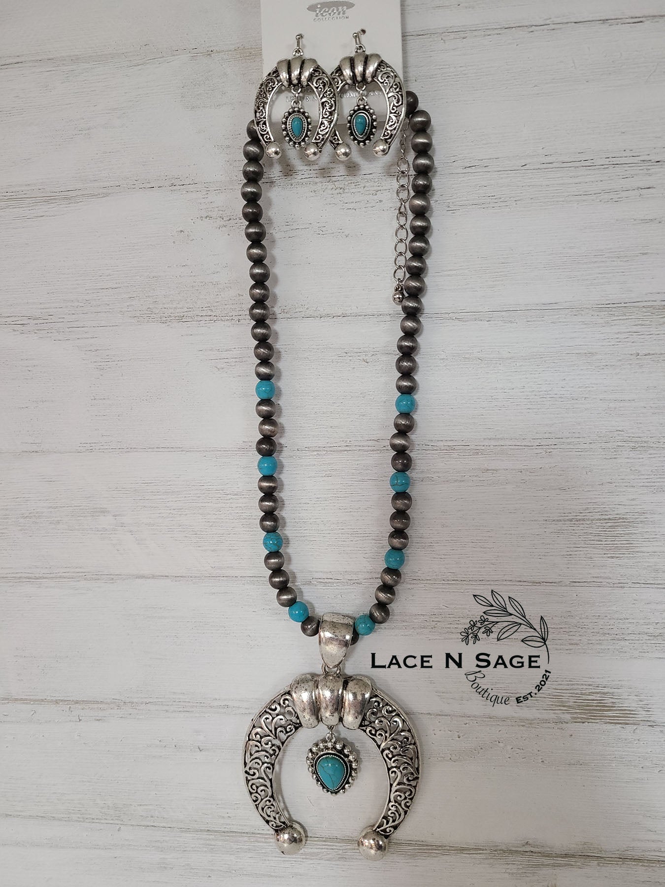 NAVAJO PEARL AND TURQUOISE NECKLACE AND EARINGS COMBO