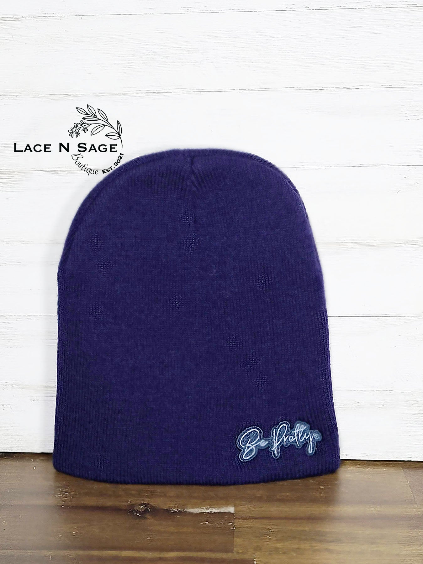 BE PRETTY NAVY BEANIE