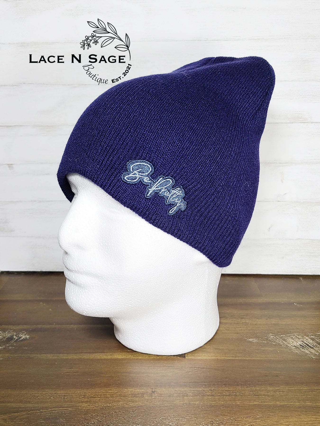 BE PRETTY NAVY BEANIE